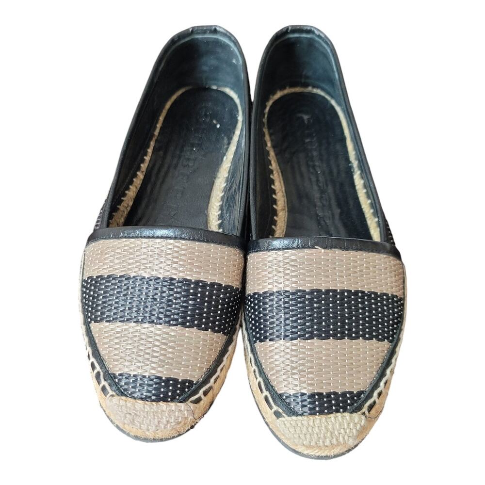 Burberry w/COA Hodgeson Women's Straw Stripped Espadrilles Slip On Flats - Picture 1 of 10